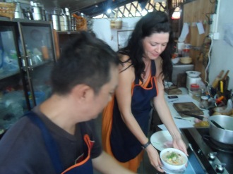 Duang and Sophie in the kitchen